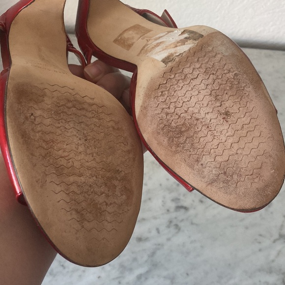 Vero Cuoio Red Leather Sandals Hells Size 7B - Picture 10 of 11